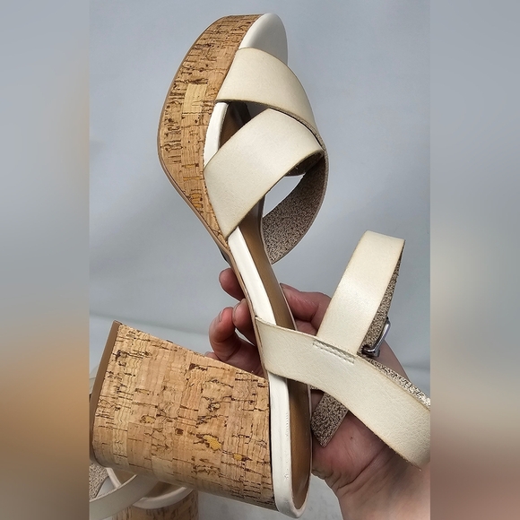 Lane Bryant Dream Cloud Cross-Front Faux Leather Platform Block Heel Beige 10.5W - Picture 6 of 16